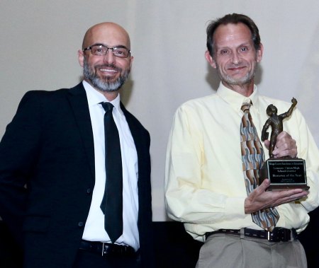 Lemoore High School Science Teacher Craig Manges with Superintendent Todd Barlow.